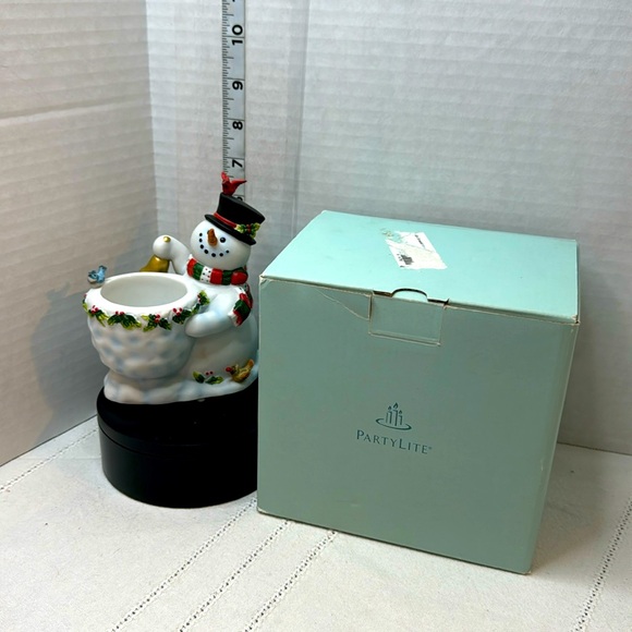 Votive candle holder Party Lite NIB snowman with his three bird friends boxed - Picture 4 of 8